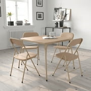 Emma + Oliver 5 Piece Tan Folding Card Game Table and Chair Set