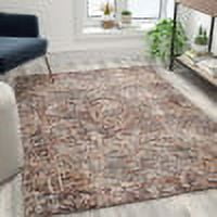 Emma + Oliver 5' x 7' Multicolor Distressed Artisan Old English Style Traditional Rug