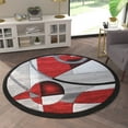 thumbnail image 1 of Emma + Oliver 5'x5' Round Accent Rug with Abstract Geometric Design in Gradient Shades of Red, Gray, Black and White with Jute Backing, 1 of 7