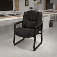 Black Leather Executive Side Chair with Fixed Arms and Metal Frame