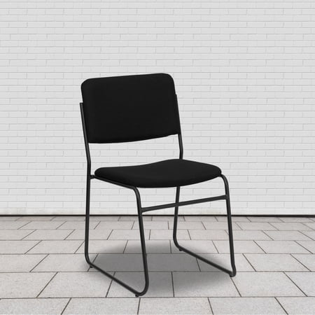 Emma + Oliver 500 lb. Capacity High Density Black Fabric Stacking Chair