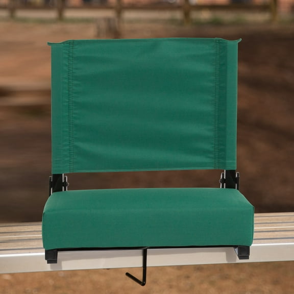 Emma   Oliver 500 lb. Rated Lightweight Stadium Chair with Handle & Ultra-Padded Seat, Hunter Green