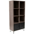 thumbnail image 1 of Emma + Oliver 59.25"H 6 Cube Storage Organizer Bookcase, Metal Legs - Rustic Wood Grain Finish, 1 of 6
