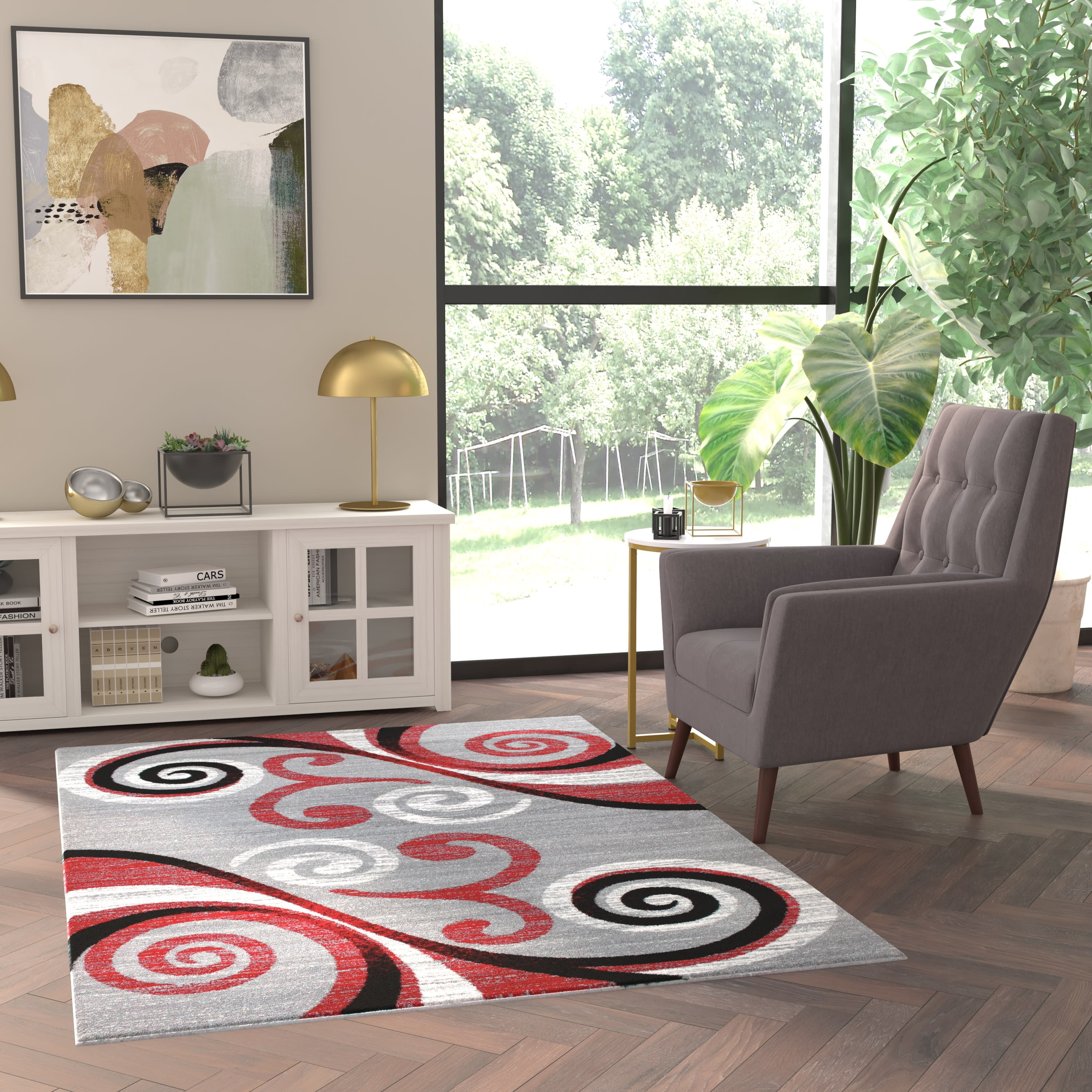 Emma + Oliver 5x7 Scraped Look Ultra Soft Plush Pile Olefin Accent Rug ...