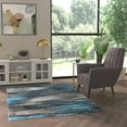 thumbnail image 1 of Emma + Oliver 5x7 Ultra Soft Shaded Look Olefin Accent Rug in Gray, Black & Blue with Natural Jute Backing, 1 of 7