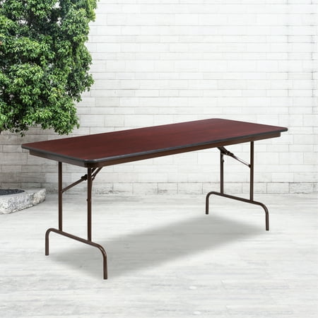 Emma + Oliver 6-Foot High Pressure Mahogany Laminate Folding Banquet & Catering Table