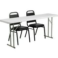 thumbnail image 1 of Emma + Oliver 6-Foot Plastic Folding Training Table Set with 2 Trapezoidal Back Stack Chairs, 1 of 2