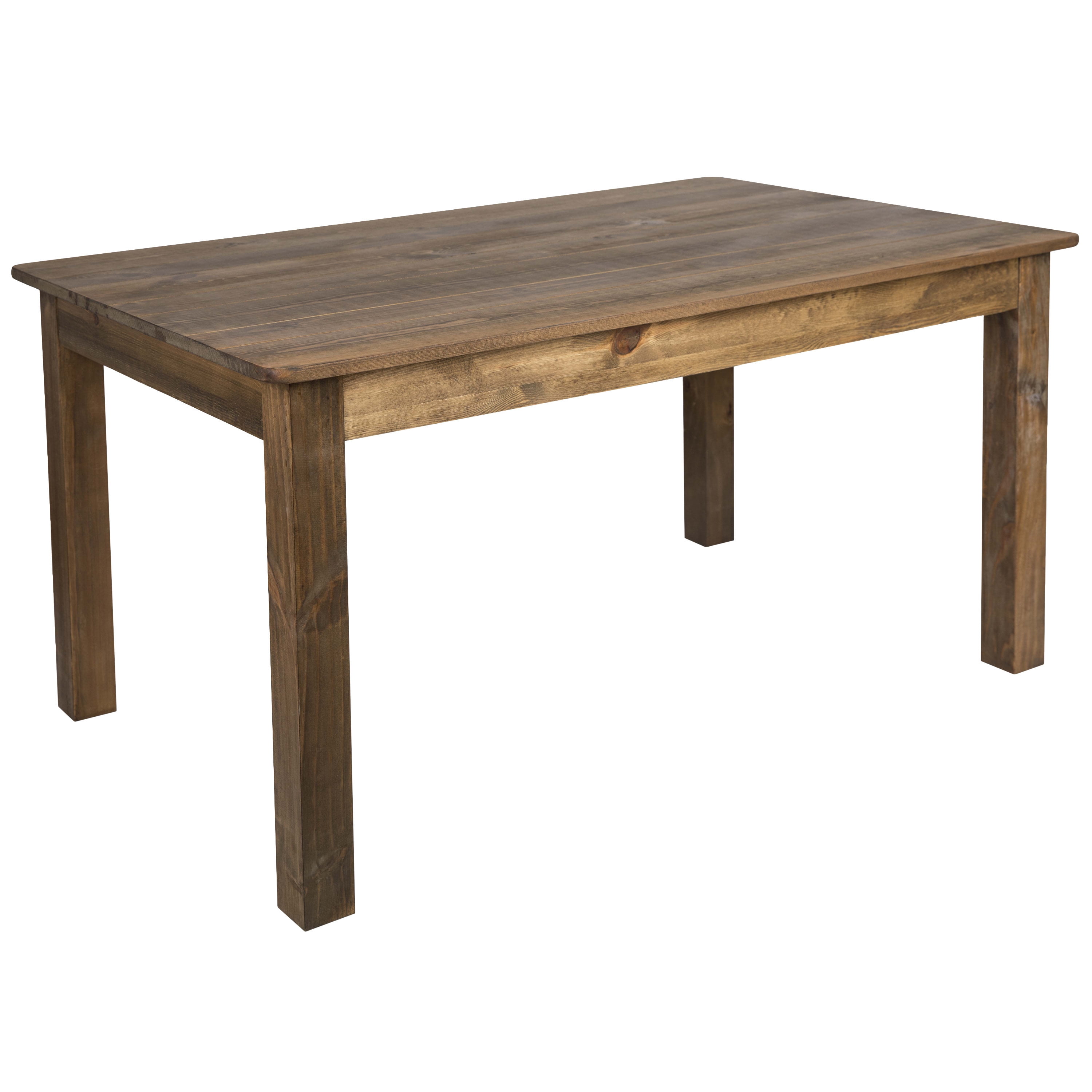 Emma + Oliver 60" x 38" Rectangular Antique Rustic Solid Pine Farm Dining Table