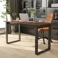 thumbnail image 1 of Emma + Oliver 60x24 Dining or Gaming Table with Double Sided Laminate Table Top and Heavy Duty U-Frame Steel Base, Walnut, 1 of 9