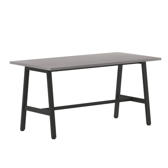 Emma + Oliver 60x30 Dining or Gaming Table with Double Sided Laminate Table Top and Heavy Duty A-Frame Steel Base, Gray Oak