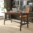 thumbnail image 1 of Emma + Oliver 60x30 Dining or Gaming Table with Double Sided Laminate Table Top and Heavy Duty A-Frame Steel Base, Walnut, 1 of 9