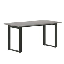 Emma   Oliver 60x30 Dining or Gaming Table with Double Sided Laminate Table Top and Heavy Duty U-Frame Steel Base, Gray Oak