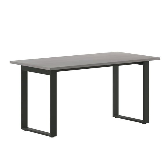 Emma + Oliver 60x30 Dining or Gaming Table with Double Sided Laminate Table Top and Heavy Duty U-Frame Steel Base, Gray Oak