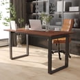 thumbnail image 1 of Emma + Oliver 60x30 Dining or Gaming Table with Double Sided Laminate Table Top and Heavy Duty U-Frame Steel Base, Walnut, 1 of 9