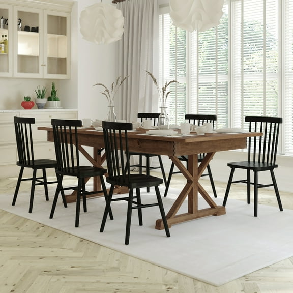 Emma + Oliver 7' x 40" Rectangular Antique Rustic Solid Pine Folding Farm Table with Crisscross Legs