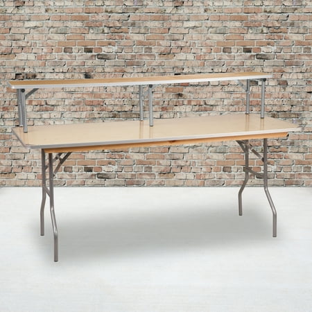 Emma + Oliver 72" x 12" x 12" Birchwood Bar Top Riser with Silver Legs
