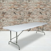 Emma + Oliver 8-Foot Height Adjustable Bi-Fold Granite White Plastic Folding Table with Handle
