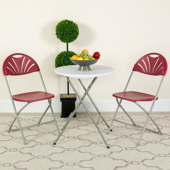 Emma   Oliver 8 Pack 650 lb. Capacity Burgundy Plastic Fan Back Folding Chair