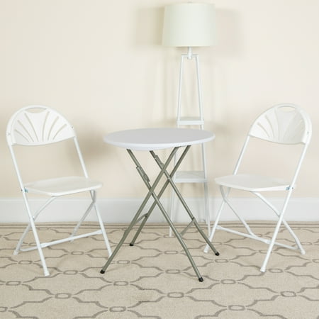 Emma + Oliver 8 Pack 650 lb. Capacity White Plastic Fan Back Folding Chair