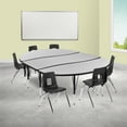 thumbnail image 1 of Emma + Oliver 86" Oval Wave Activity Table Set with 14" Student Stack Chairs, Grey/Black, 1 of 15