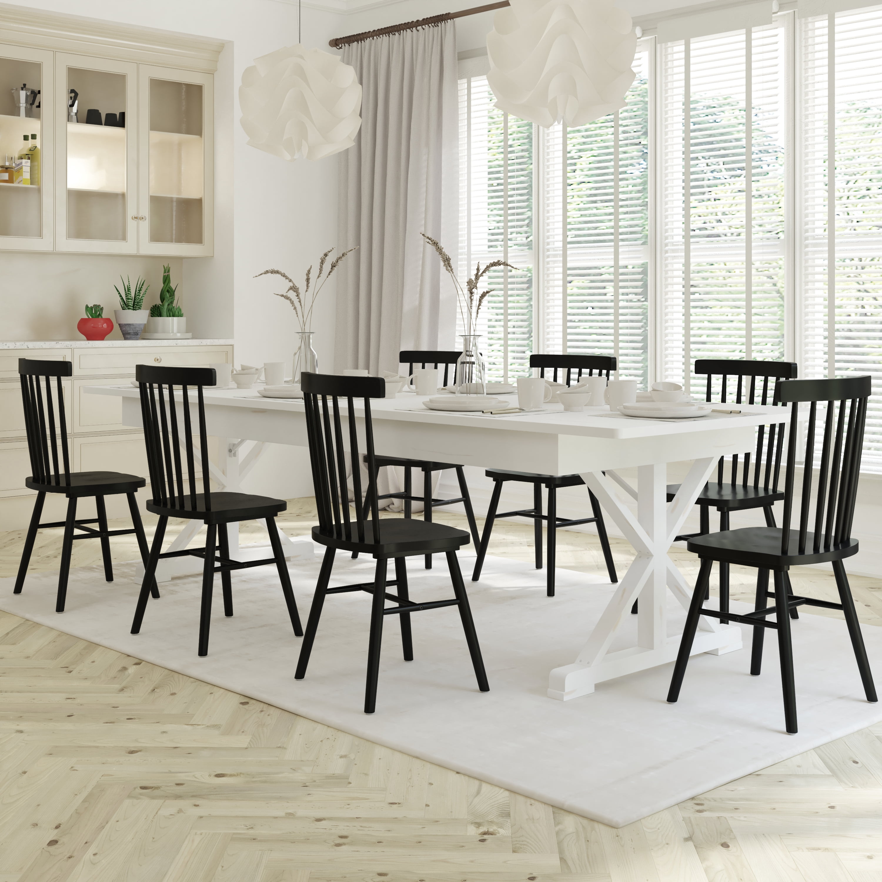 Emma + Oliver 9' x 40" Rectangular Antique Rustic White Solid Pine Folding Farm Table with Crisscross Legs