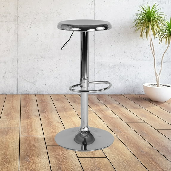 Emma + Oliver Adjustable Height Retro Barstool in Chrome Finish