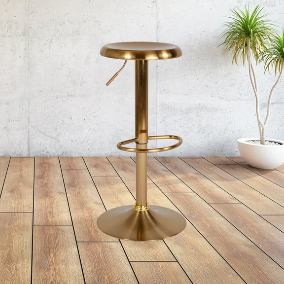 Emma + Oliver Adjustable Height Retro Barstool in Gold Finish