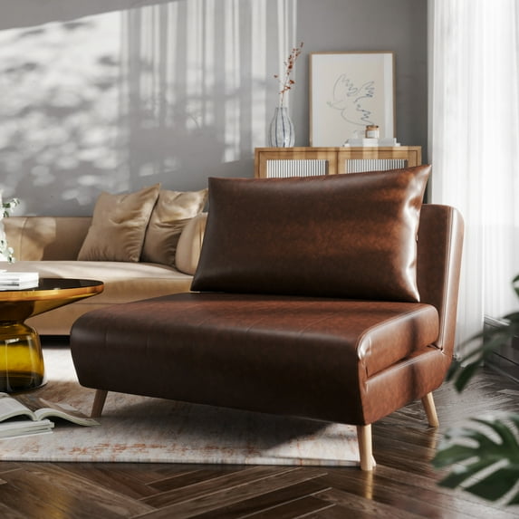 Emma + Oliver Adjustable Tri-Fold Sleeper Chair with Hideaway Legs and Pillow, Channel Stitched Fabric Upholstery in Dark Gray