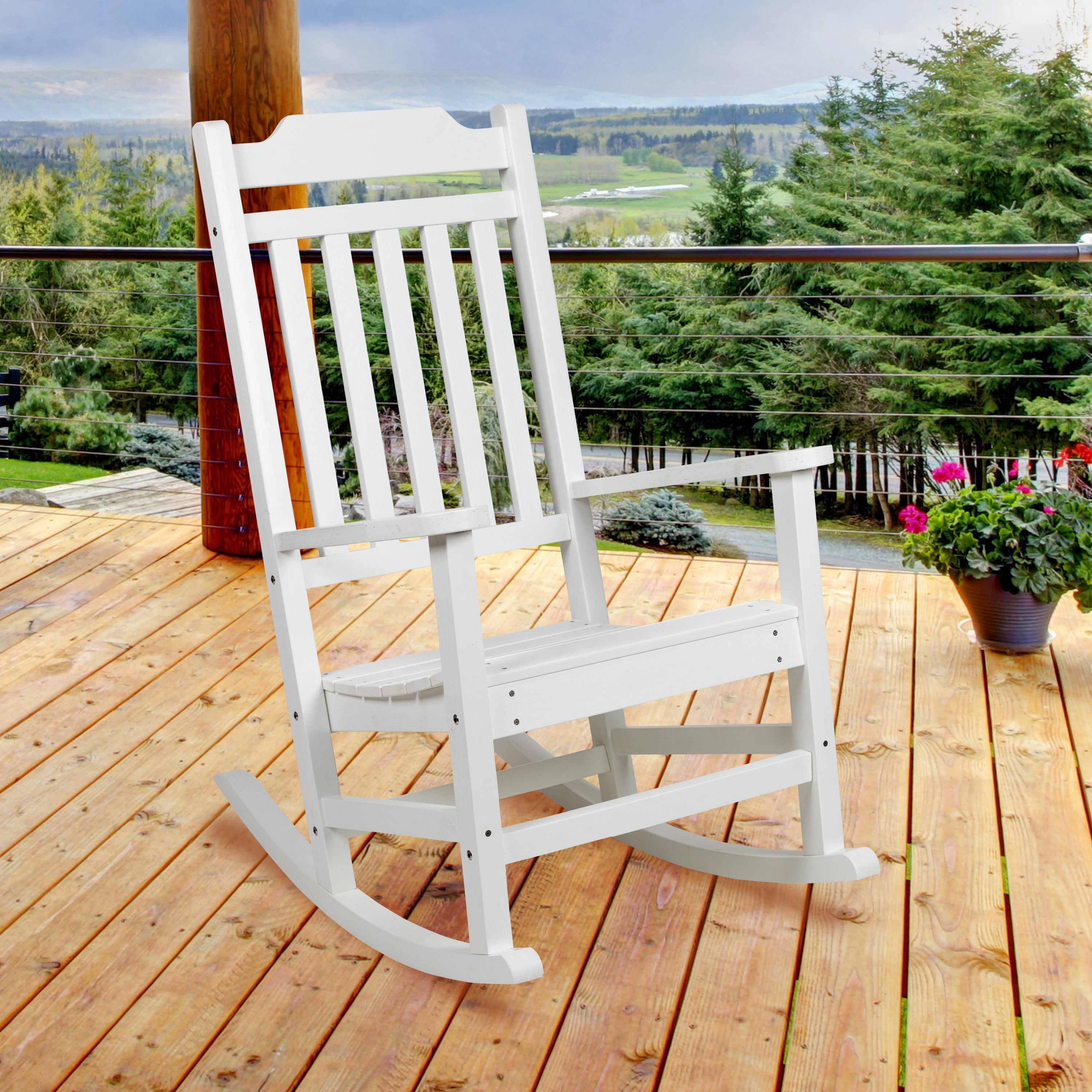 Emma Oliver All-Weather Poly Resin Rocking Chair in White