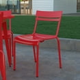 thumbnail image 1 of Emma + Oliver Armless Powder Coated Steel Stacking Dining Chair with 2 Slat Back for Indoor-Outdoor Use in Red, 1 of 12