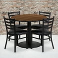 thumbnail image 1 of Emma + Oliver Base & 5 Piece Traditional Steel & Vinyl Dining Table Set, Walnut, 1 of 3