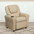 thumbnail image 1 of Emma + Oliver Beige Vinyl Kids Recliner with Cup Holder and Headrest, 1 of 12