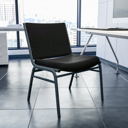 Emma + Oliver Big & Tall 1000 lb. Rated Black Fabric Stack Chair