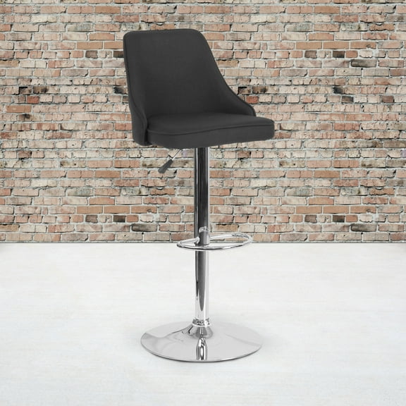 Emma + Oliver Black Fabric Adjustable Height Barstool