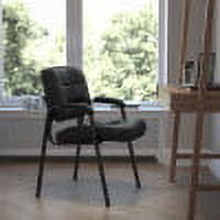 Emma + Oliver Black LeatherSoft Executive Reception Chair with Titanium Gray Metal Frame