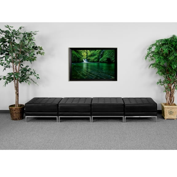 Emma + Oliver Black LeatherSoft Four Seat Bench