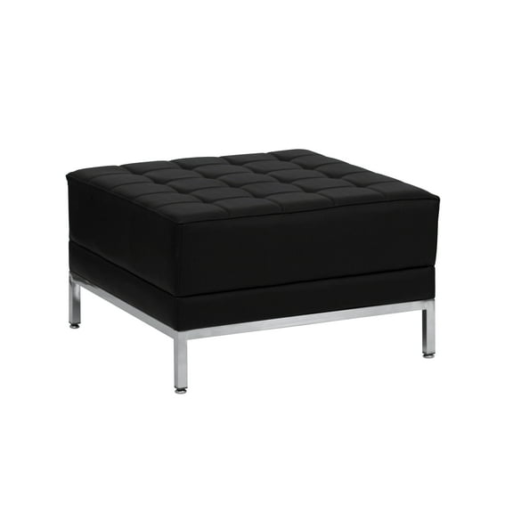 Emma + Oliver Black LeatherSoft Quilted Tufted Modular Ottoman