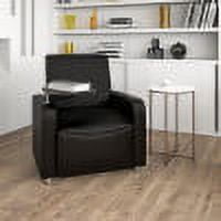 Emma + Oliver Black LeatherSoft Tablet Arm Chair, Chrome Legs and Cup Holder