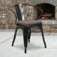 thumbnail image 1 of Emma + Oliver Black Metal Chair with Wood Seat and Arms, 1 of 12