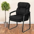 thumbnail image 1 of Emma + Oliver Black Microfiber Side Chair with Lumbar Support and Sled Base, 1 of 6