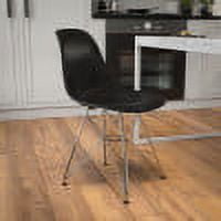 Emma + Oliver Black Plastic Chair with Chrome Base