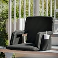 thumbnail image 1 of Emma + Oliver Black Portable Heated Reclining Stadium Chair with Armrests, Heated Padded Back & Heated Seat with Dual Storage Pockets and Backpack Straps, 1 of 15
