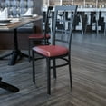 thumbnail image 1 of Emma + Oliver Black Window Back Metal Restaurant Chair - Burgundy Vinyl Seat, 1 of 11