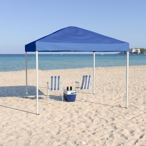 Emma + Oliver Blue 10'x10' Weather Resistant, UV Coated Pop Up Canopy Tent with Reinforced Corners, Height Adjustable Frame and Carry Bag