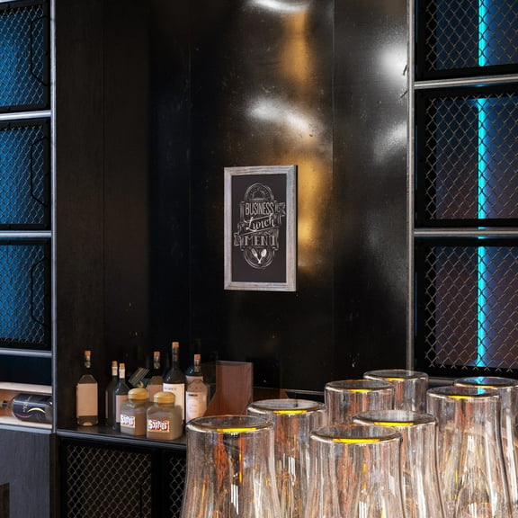 Emma + Oliver Blue 11"x17" Framed Decorative Wall Hanging Chalkboard with Magnetic Surface for Weddings, Parties, Showers and More