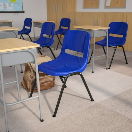 Emma + Oliver Blue Ergonomic Shell Student Stack Chair - Classroom Chair / Office Guest Chair