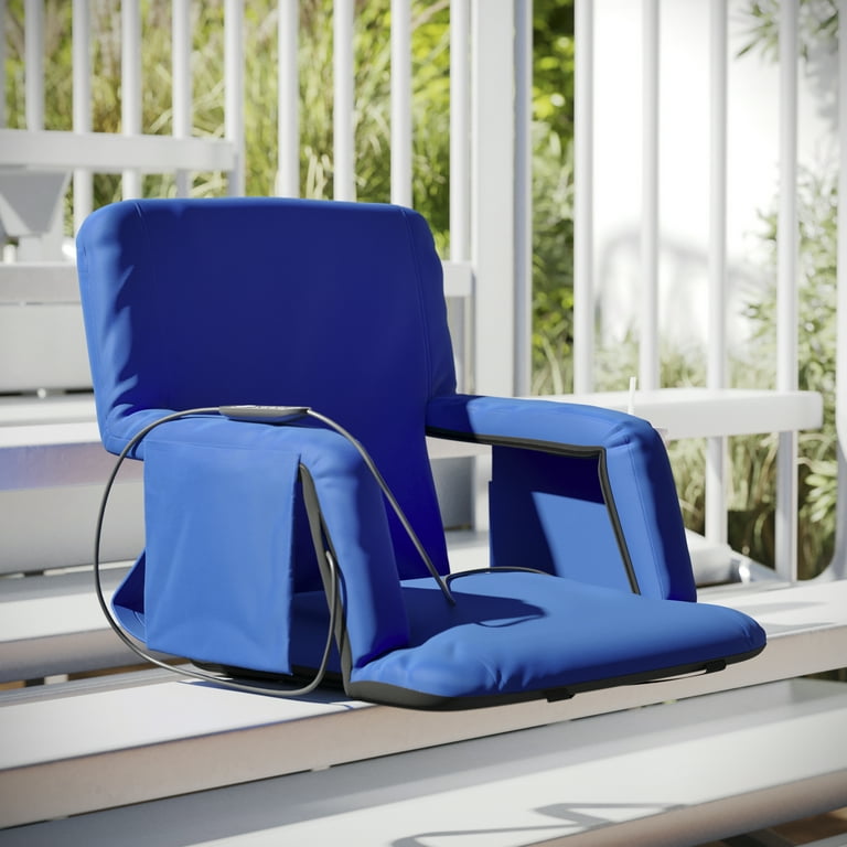 Emma Oliver Blue Portable Heated Reclining Stadium Chair with