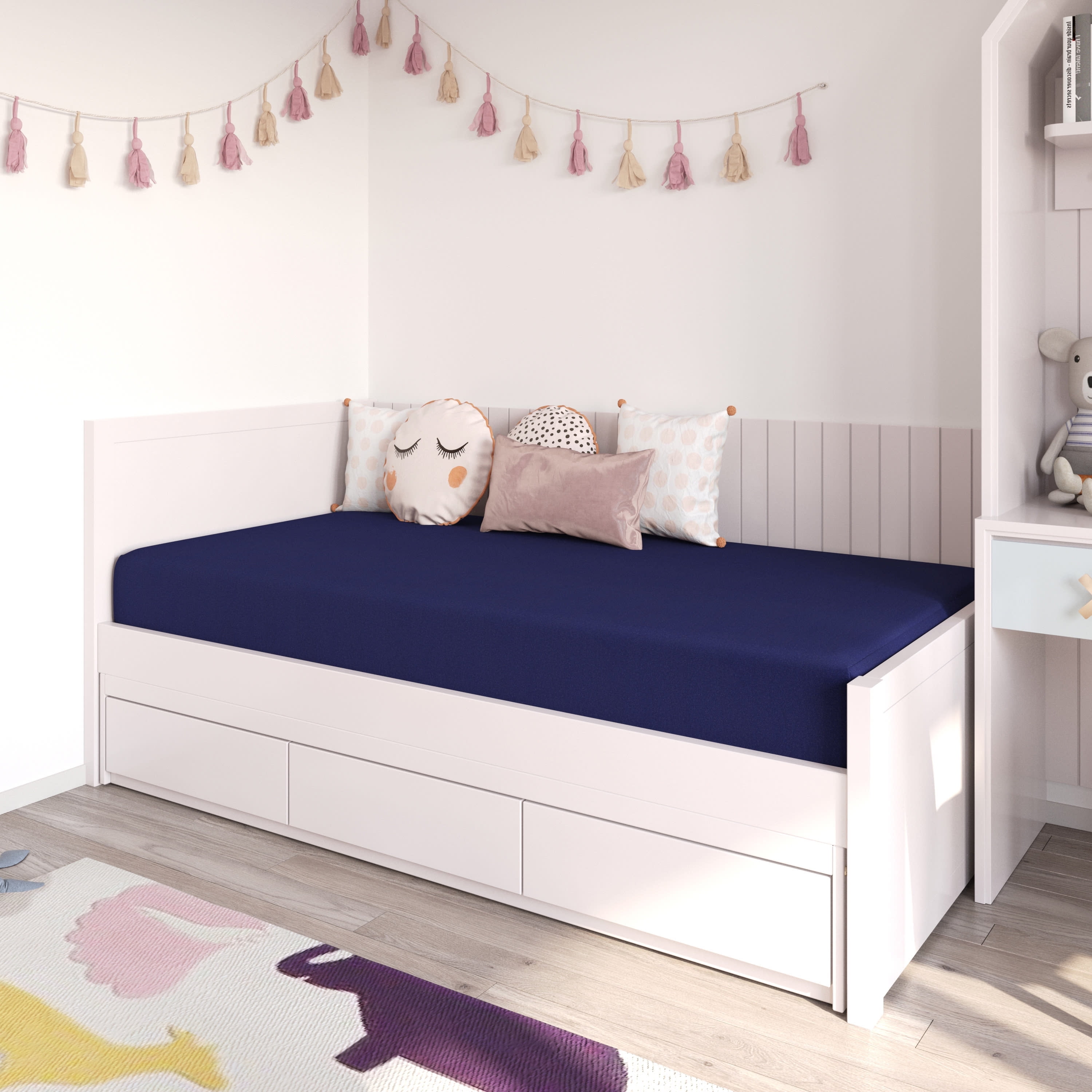 Emma + Oliver Blue Water-Resistant Memory Foam 8" Twin Size Mattress with Zippered Cover