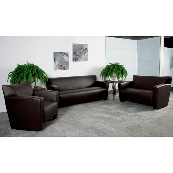 Emma + Oliver Brown LeatherSoft Chair with Extended Panel Arms
