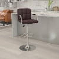 Emma + Oliver Brown Quilted Vinyl Adjustable Height Barstool with Arms